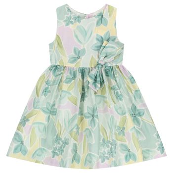 Girls Green Floral Dress