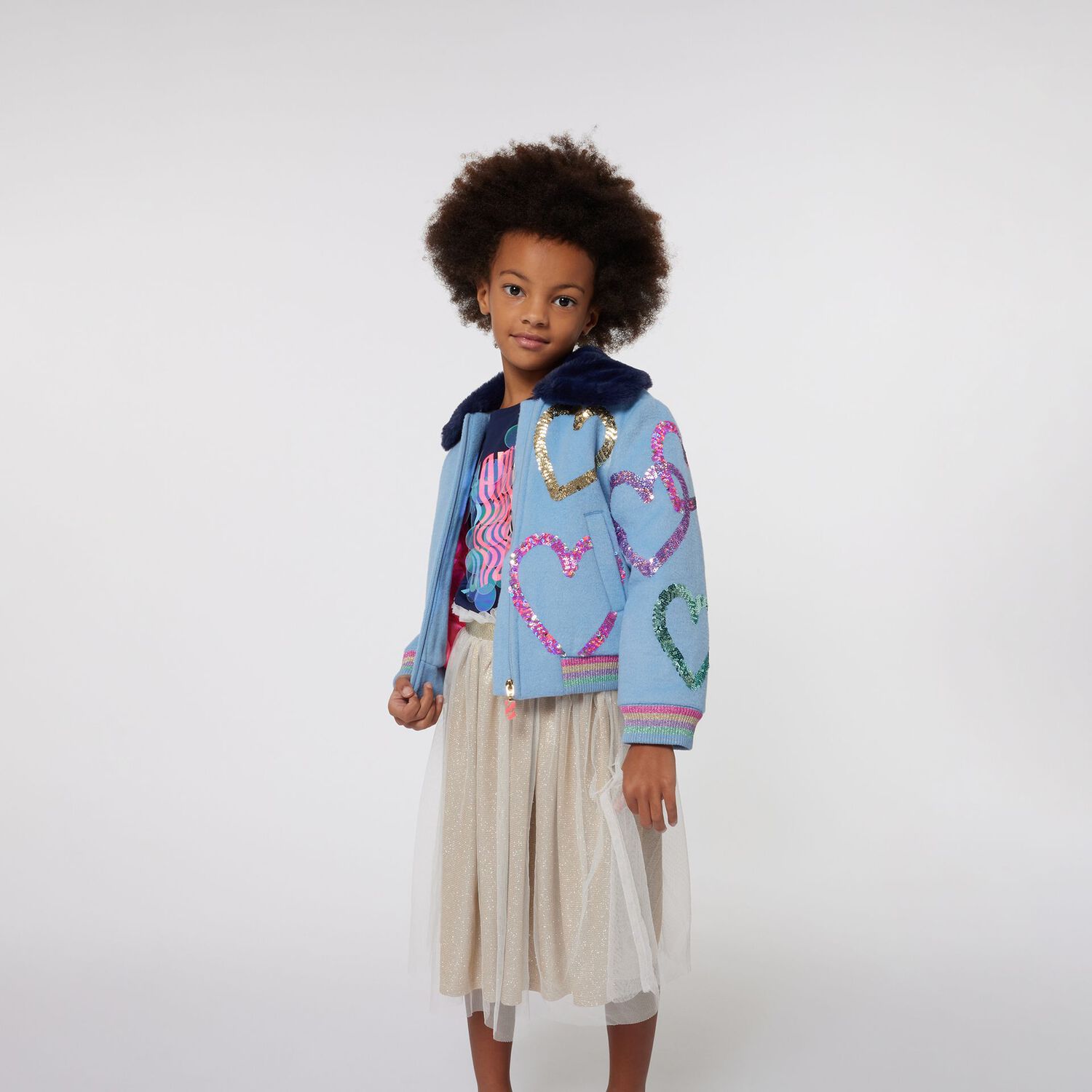 Girls Navy Blue Sequins Long Sleeve Top, 1, hi-res image number null