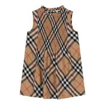 Baby Girls Beige Check Dress