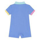 Baby Boys Blue Logo Romper, 1, hi-res