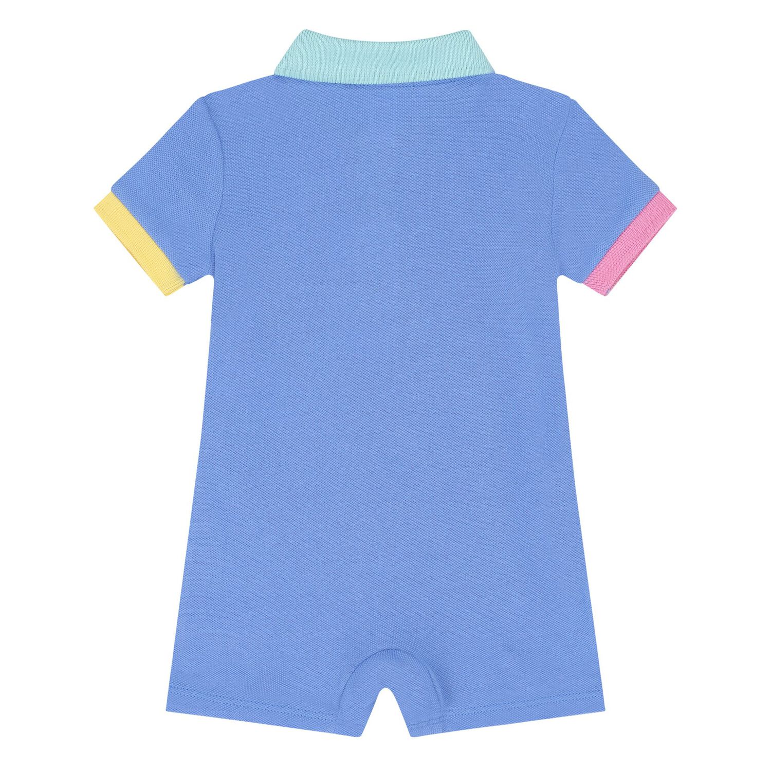 Baby Boys Blue Logo Romper, 1, hi-res
