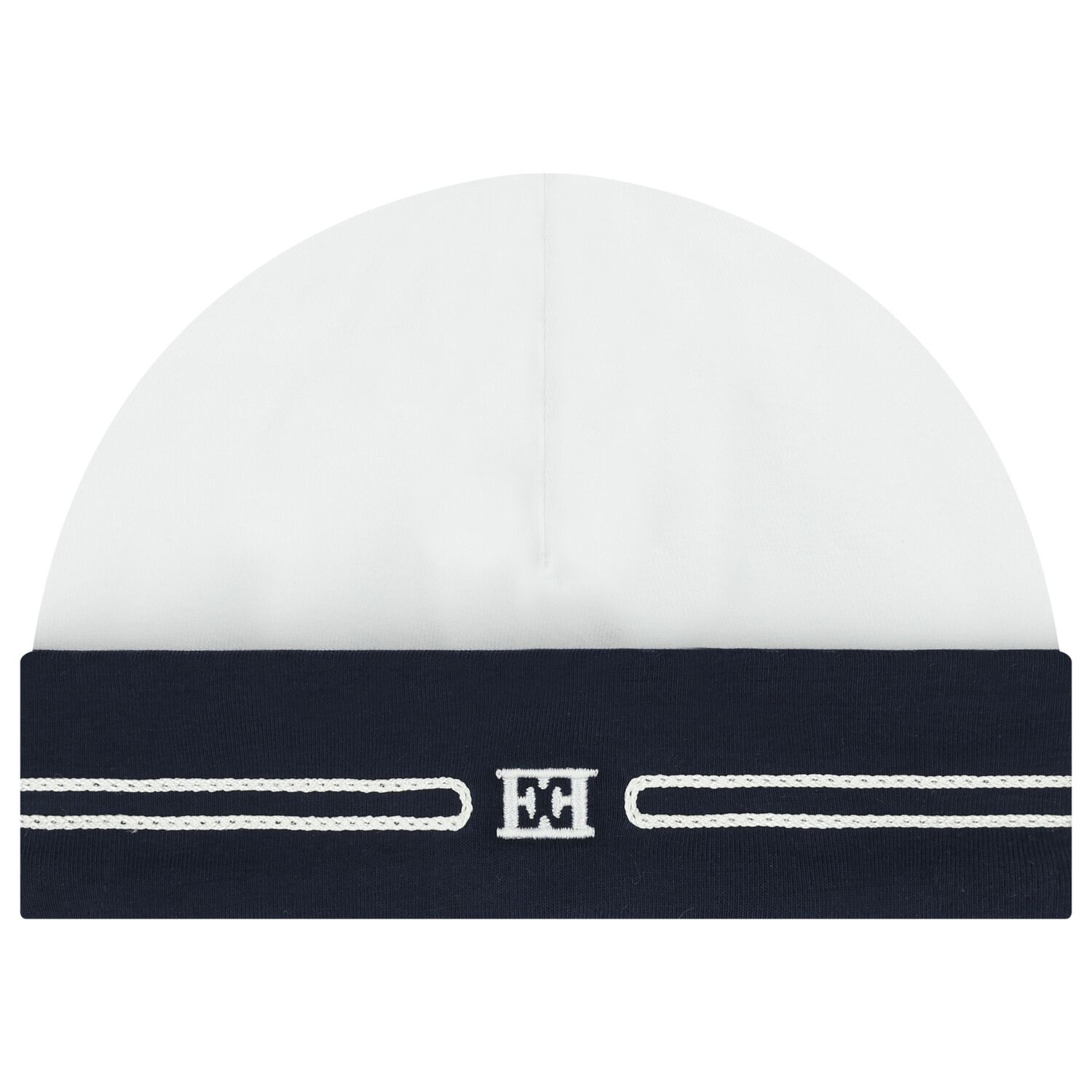 Baby Girls White & Navy Blue Logo Hat, 1, hi-res