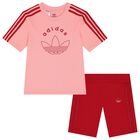 Girls Pink & Red Logo Shorts Set, 1, hi-res