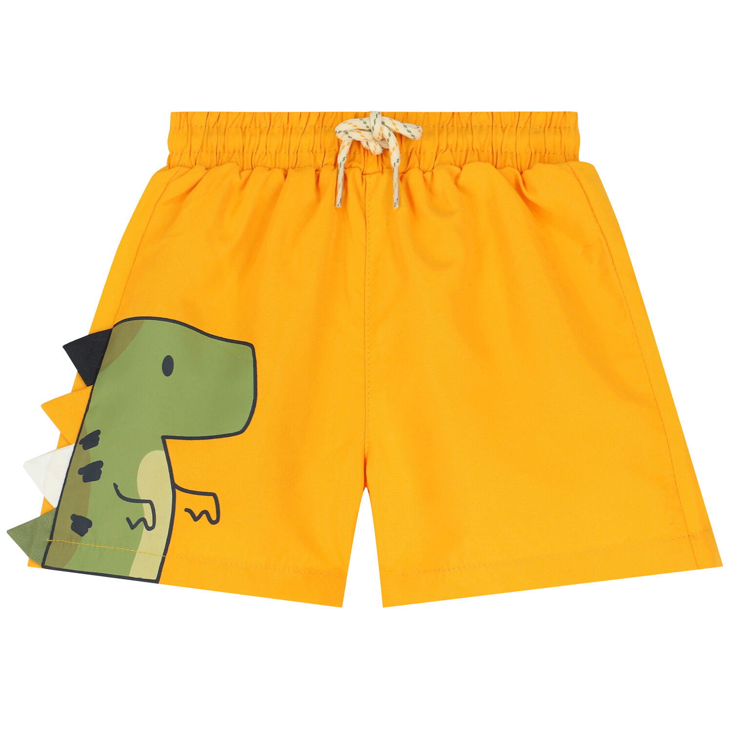 Younger Boys Yellow Dinosaurs Swim Shorts & Hat Set, 1, hi-res
