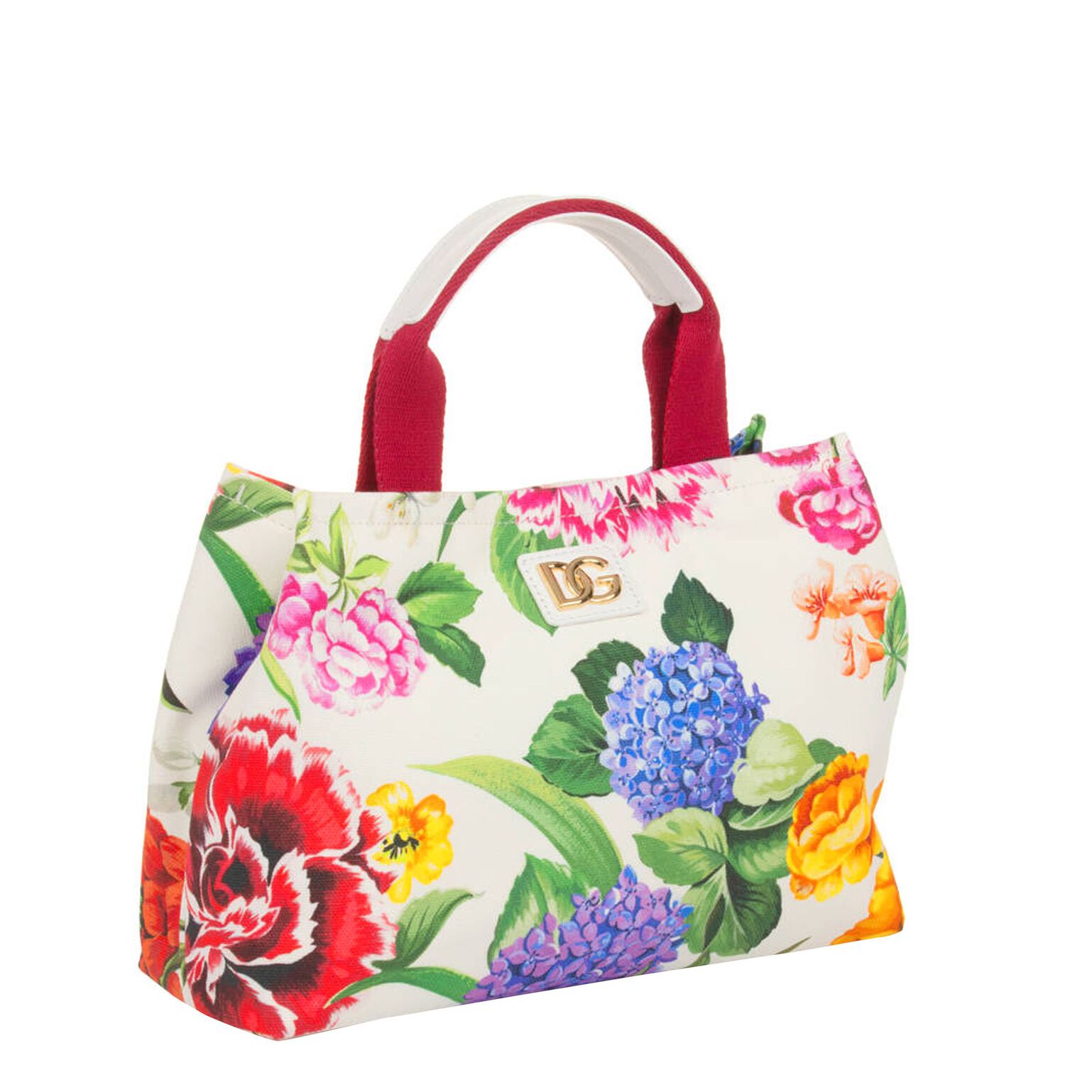 Girls White Floral Tote Bag, 1, hi-res