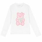Girls White Logo Long Sleeve Top, 1, hi-res
