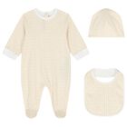 White & Gold Logo Babygrow Gift Set, 1, hi-res