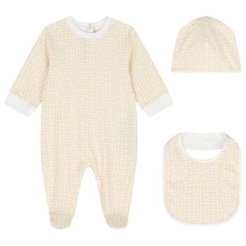 White & Gold Logo Babygrow Gift Set
