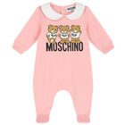Pink Teddy Bear Logo Babygrow, 4, hi-res