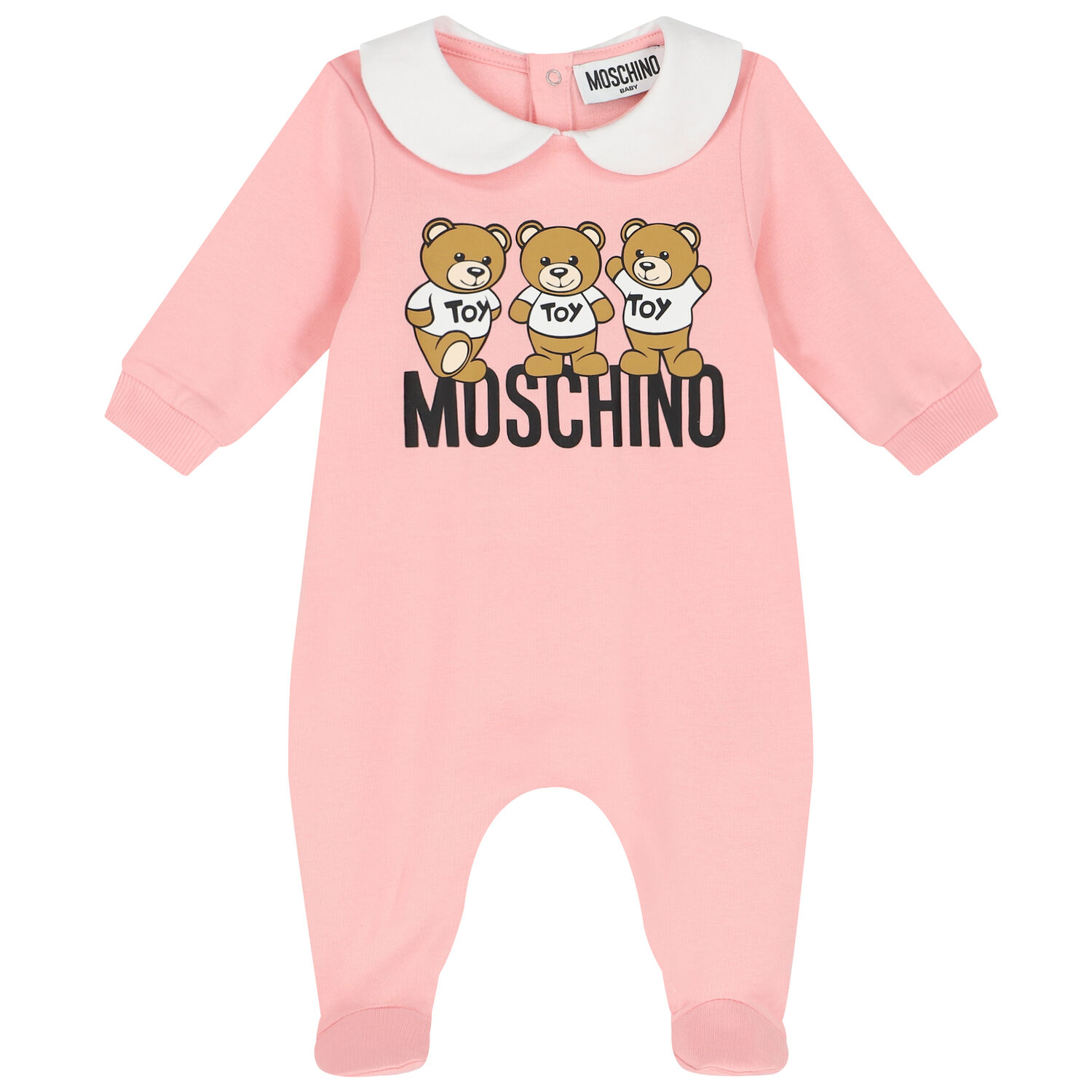Pink Teddy Bear Logo Babygrow, 4, hi-res