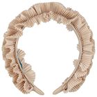 Girls Gold Pleated Ruffled Headband, 3, hi-res