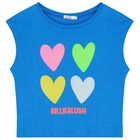 Girls Blue Hearts Logo Top, 1, hi-res