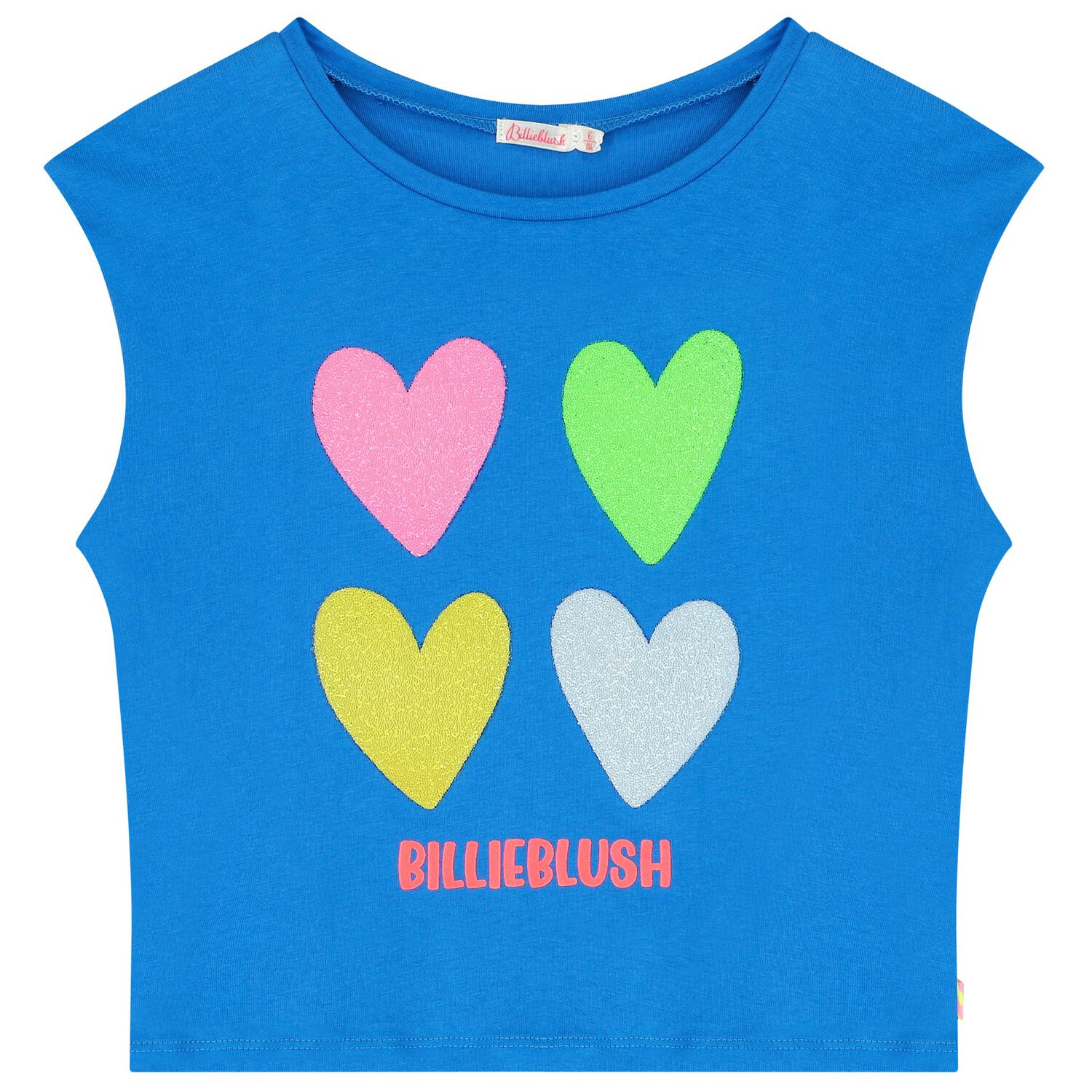 Girls Blue Hearts Logo Top, 1, hi-res