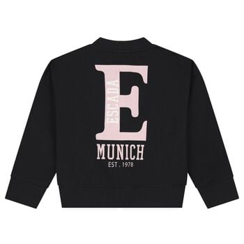 Girls Black Logo Zip Up Top