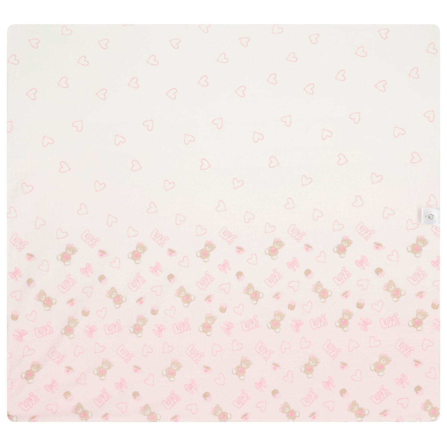 Baby Girls Ivory & Pink Teddy Bear Blanket, 1, hi-res