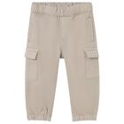 Younger Boys Beige Cargo Joggers, 2, hi-res