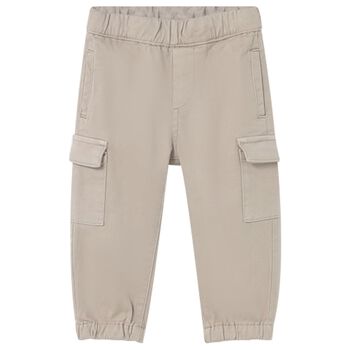 Younger Boys Beige Cargo Joggers