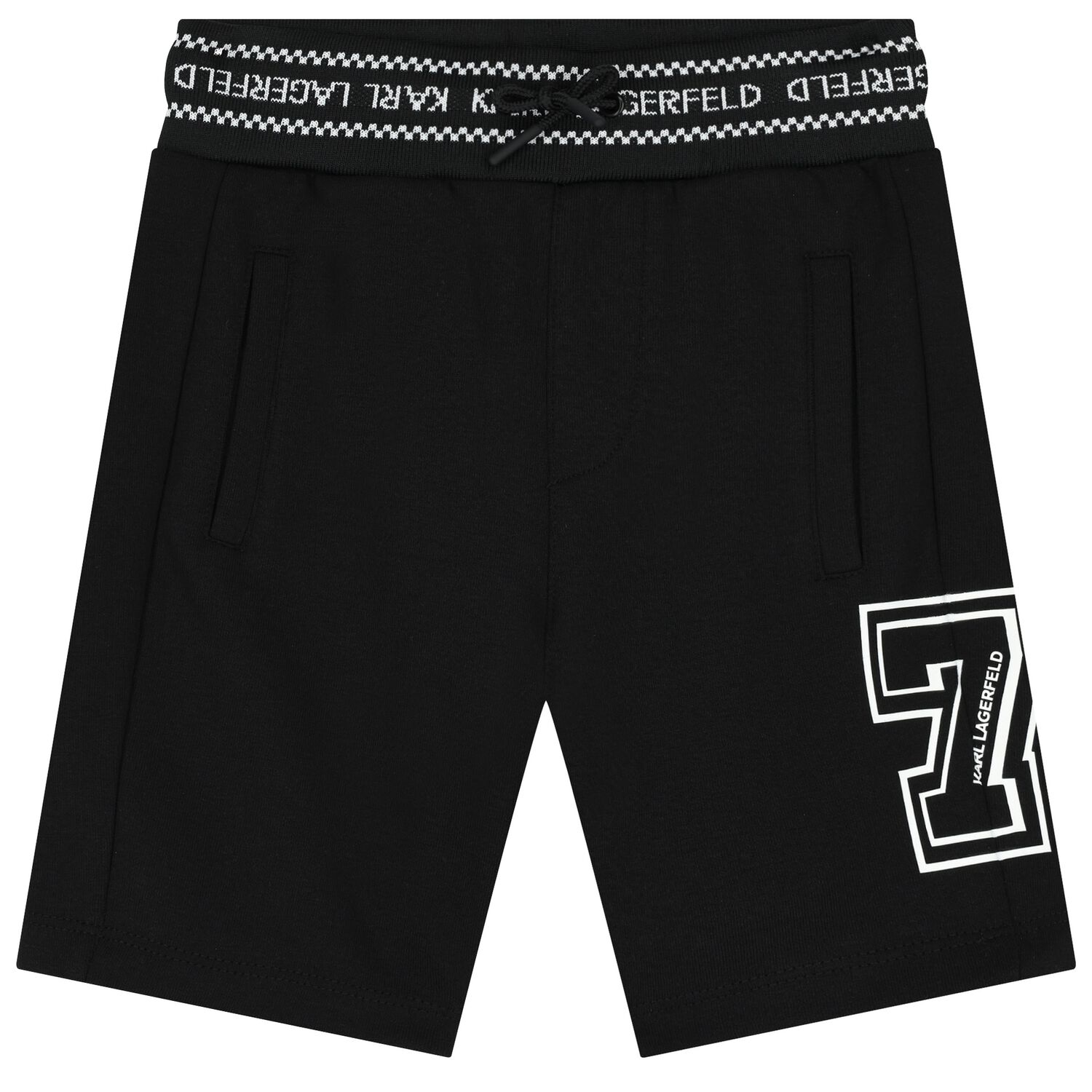 Boys Black Varsity Logo Shorts, 1, hi-res
