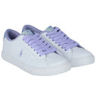 Girls White & Purple Logo Trainers, 2, hi-res
