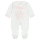 Baby Girls White & Pink Floral Babygrow, 1, hi-res