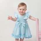 Baby Girls Blue Ruffle Dress, 1, hi-res
