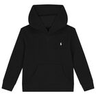 Boys Black Logo Hooded Top, 1, hi-res