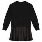 Girls Black Logo Dress, 1, hi-res