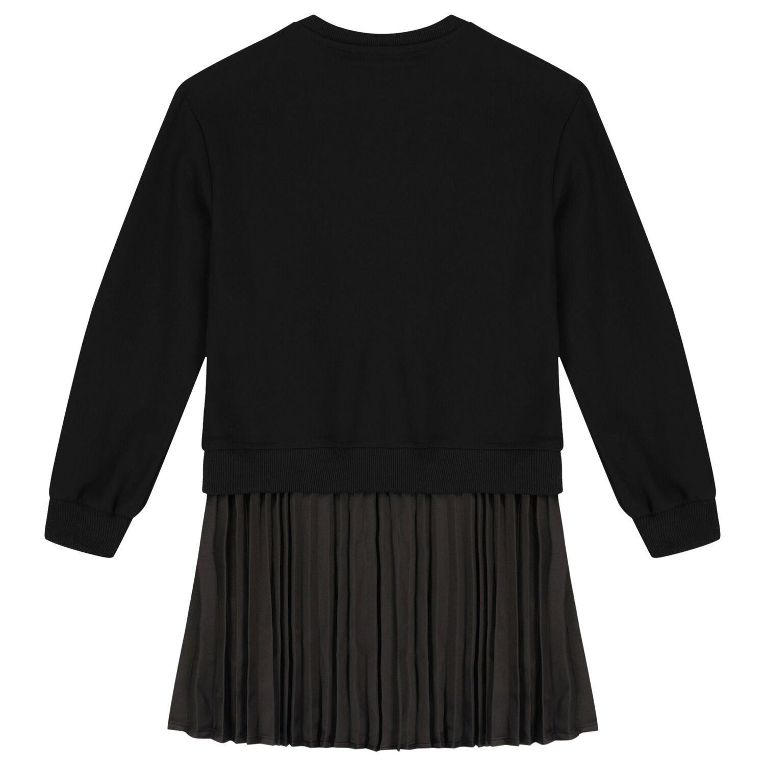 Girls Black Logo Dress, 1, hi-res