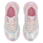 Girls Iridescent Silver, White & Pink Trainers, 1, hi-res