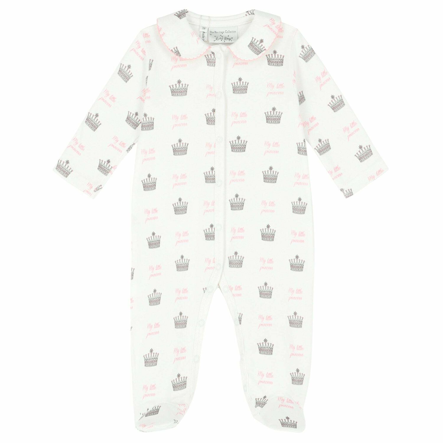 Baby Girls White & Pink Babygrow, 1, hi-res