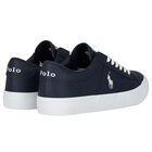 Boys Navy Blue Logo Trainers, 1, hi-res