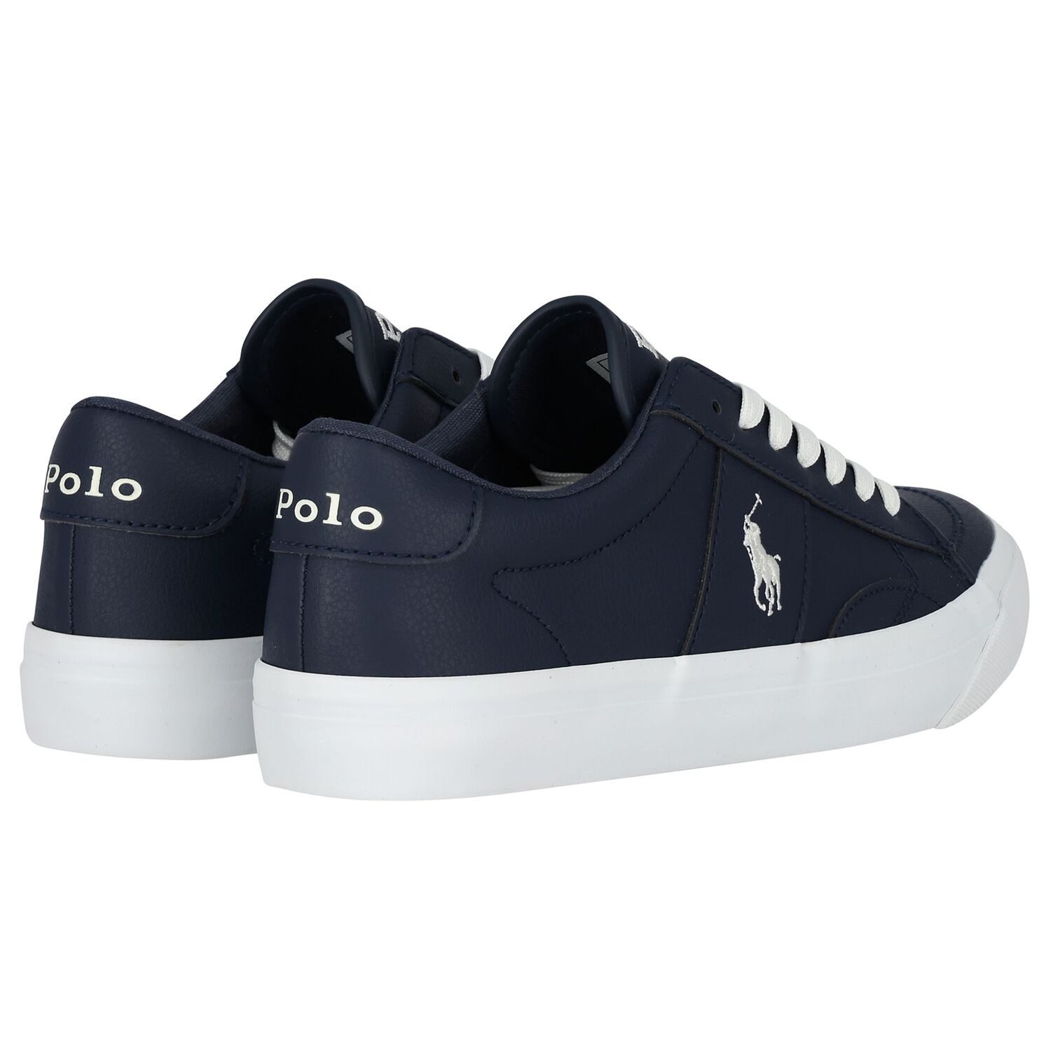Boys Navy Blue Logo Trainers, 1, hi-res