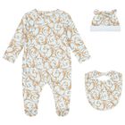 Baby Boys Blue & Gold Babygrow Gift Set (3 Piece), 1, hi-res