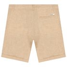 Boys White & Beige Shorts Set, 1, hi-res