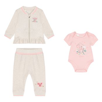 Baby Girls Beige Logo Tracksuit ( 3 Piece )