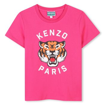 Girls Pink Tiger Logo T-Shirt
