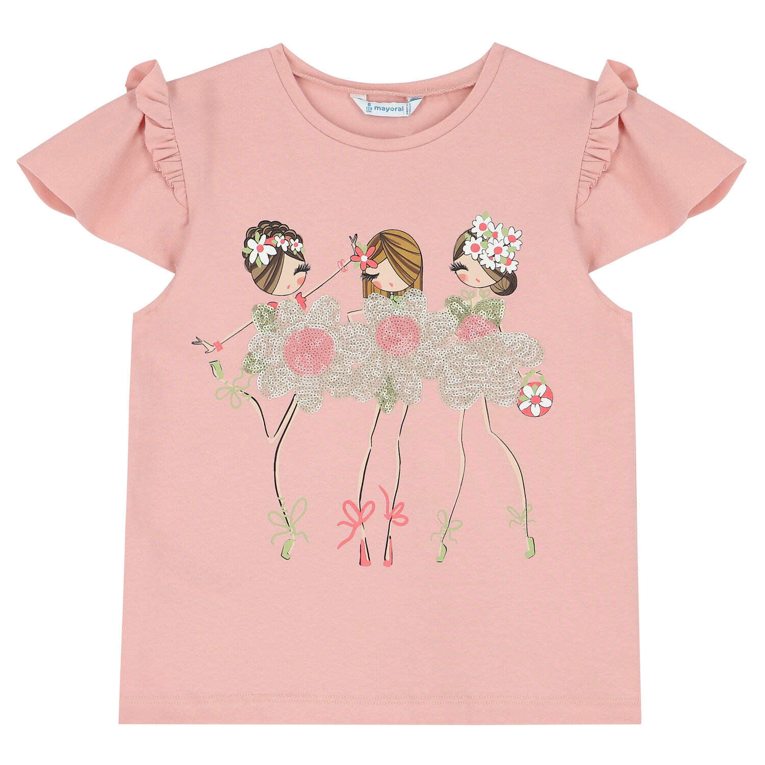 Girls Pink Sequin T-Shirt, 2, hi-res