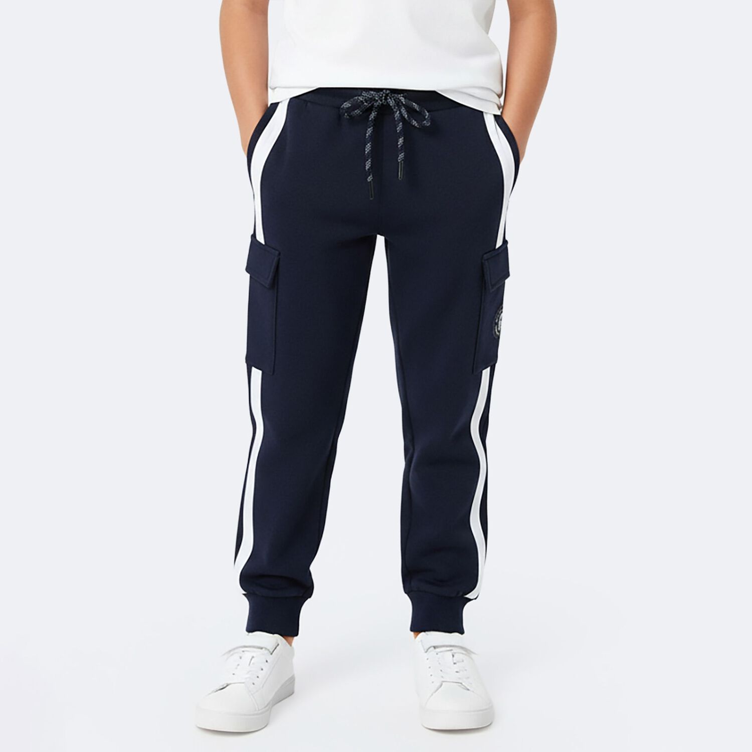 Boys Navy Blue Logo Joggers, 2, hi-res
