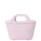 Girls Pink Straw Handbag, 3, hi-res