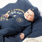Baby Boys Navy Blue Logo Babygrow, 3, hi-res