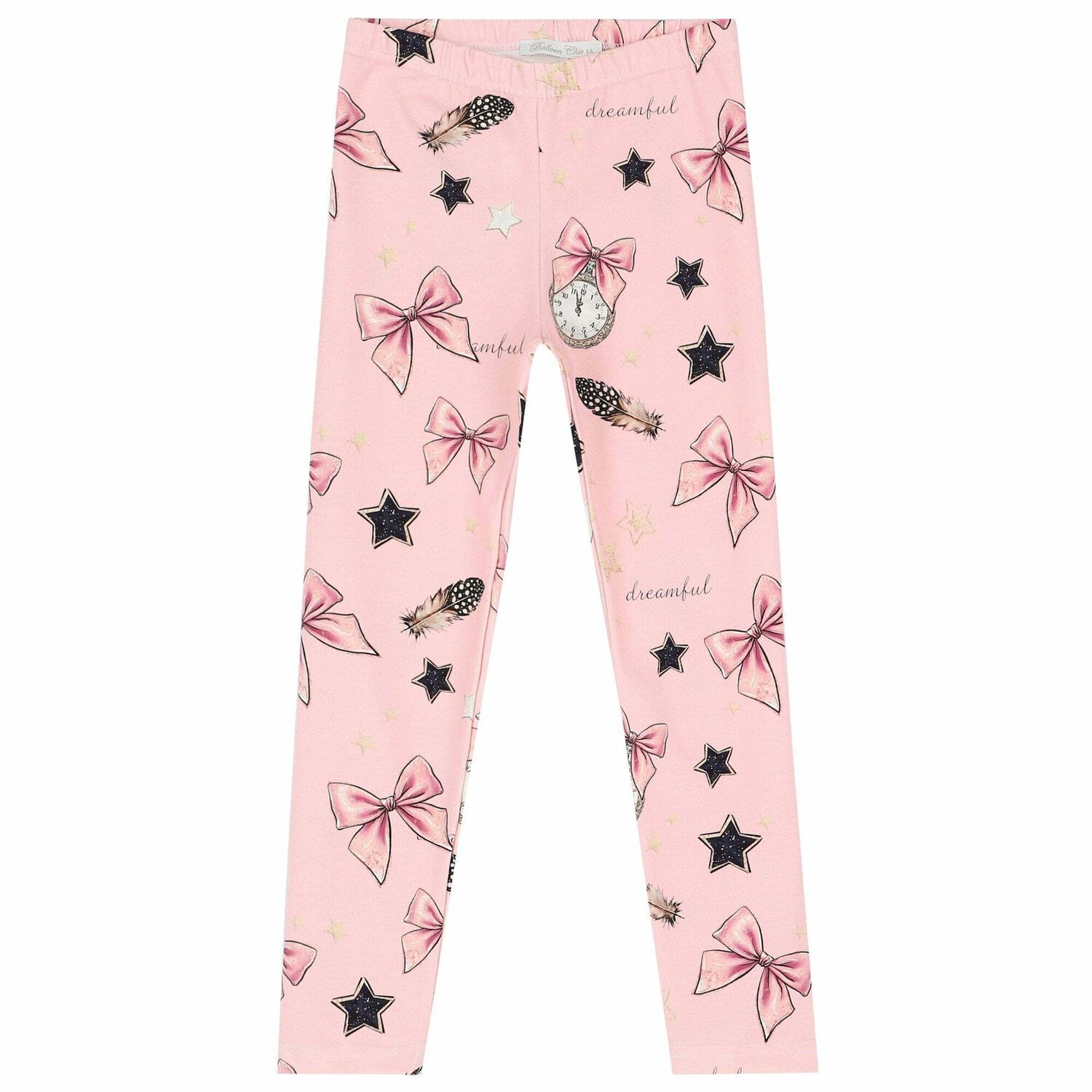 Girls White & Pink Bow Leggings Set, 1, hi-res image number null