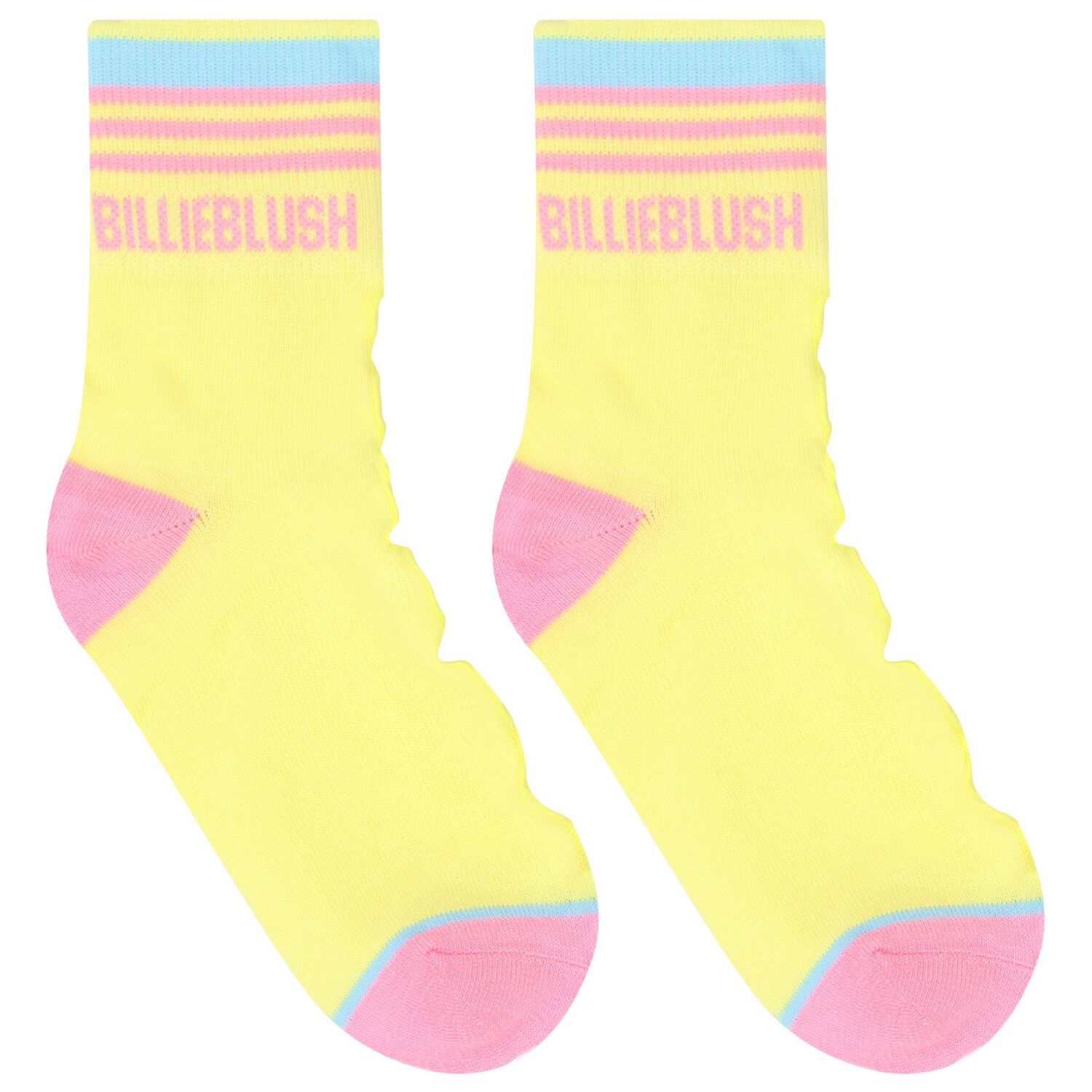 Girls White & Yellow Logo Socks ( 2-Pack ), 1, hi-res image number null