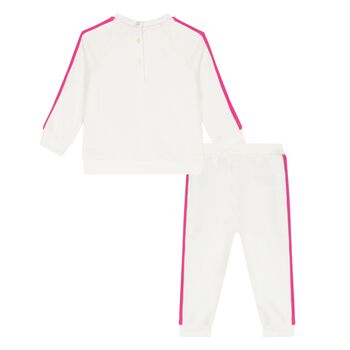 Baby Girls Ivory & Pink Logo Tracksuit