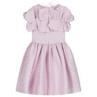 Girls Purple Logo Ruffled Dress, 1, hi-res