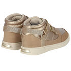 Girls Gold Metallic Trainers, 1, hi-res