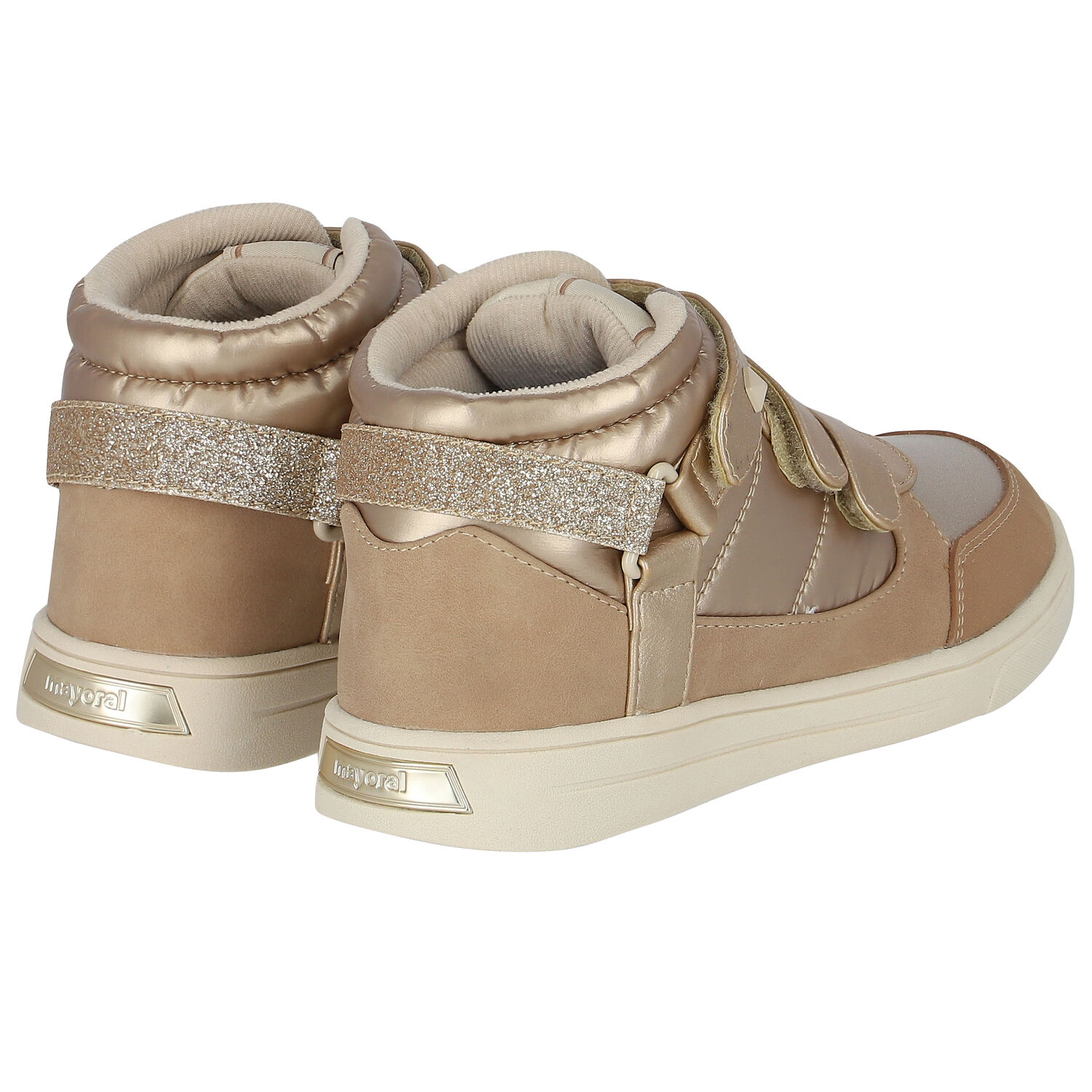 Girls Gold Metallic Trainers, 1, hi-res image number null