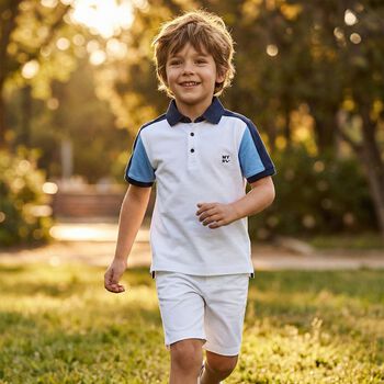 Boys White Logo Polo Shirt