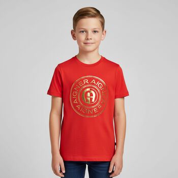 Boys Red & Gold Logo T-Shirt