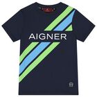 Boys Navy Blue Logo T-Shirt, 2, hi-res