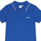 Boys Blue Logo Polo Shirt, 3, hi-res